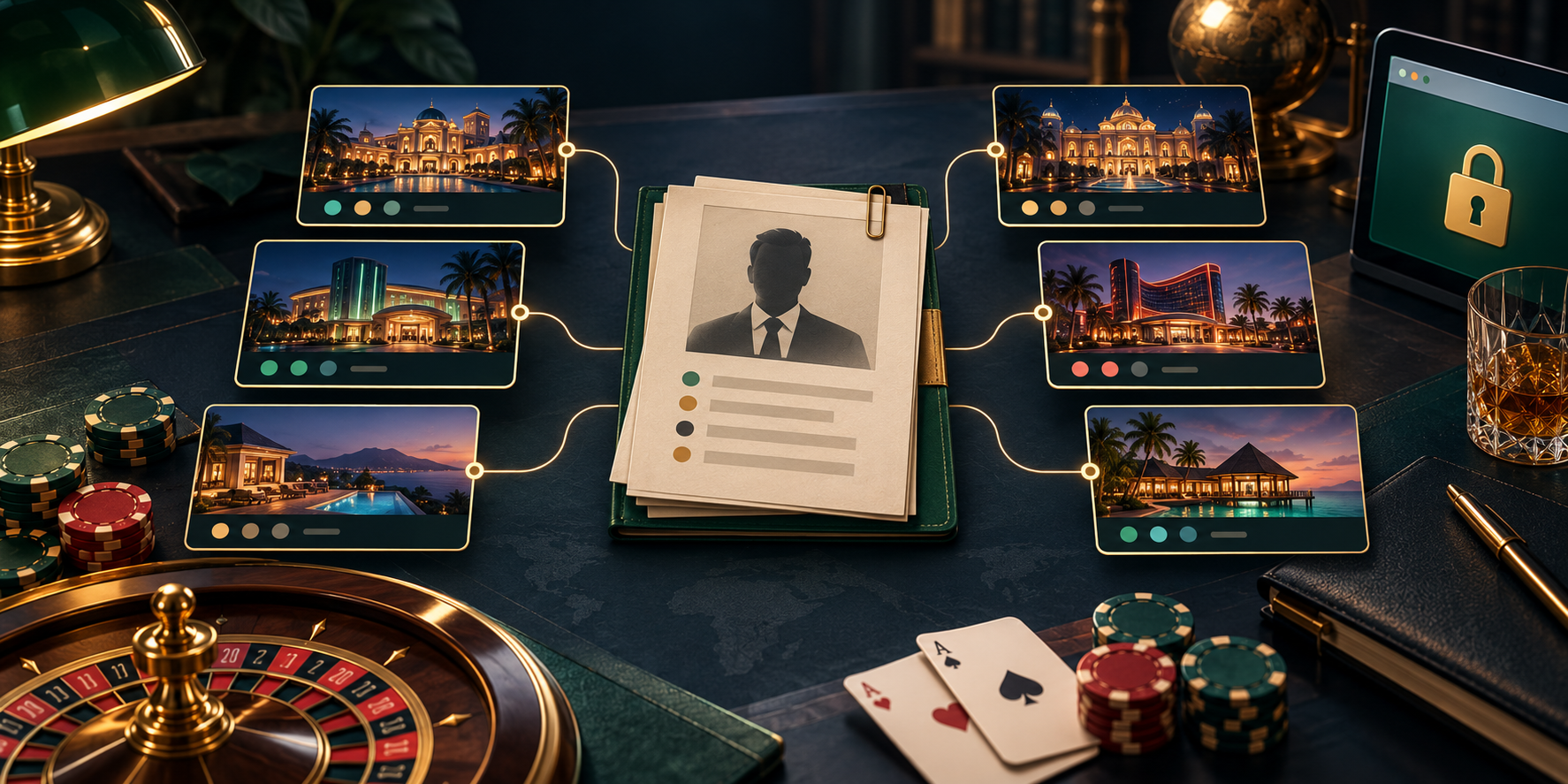 Casino sister sites connected to a central comparison dossier